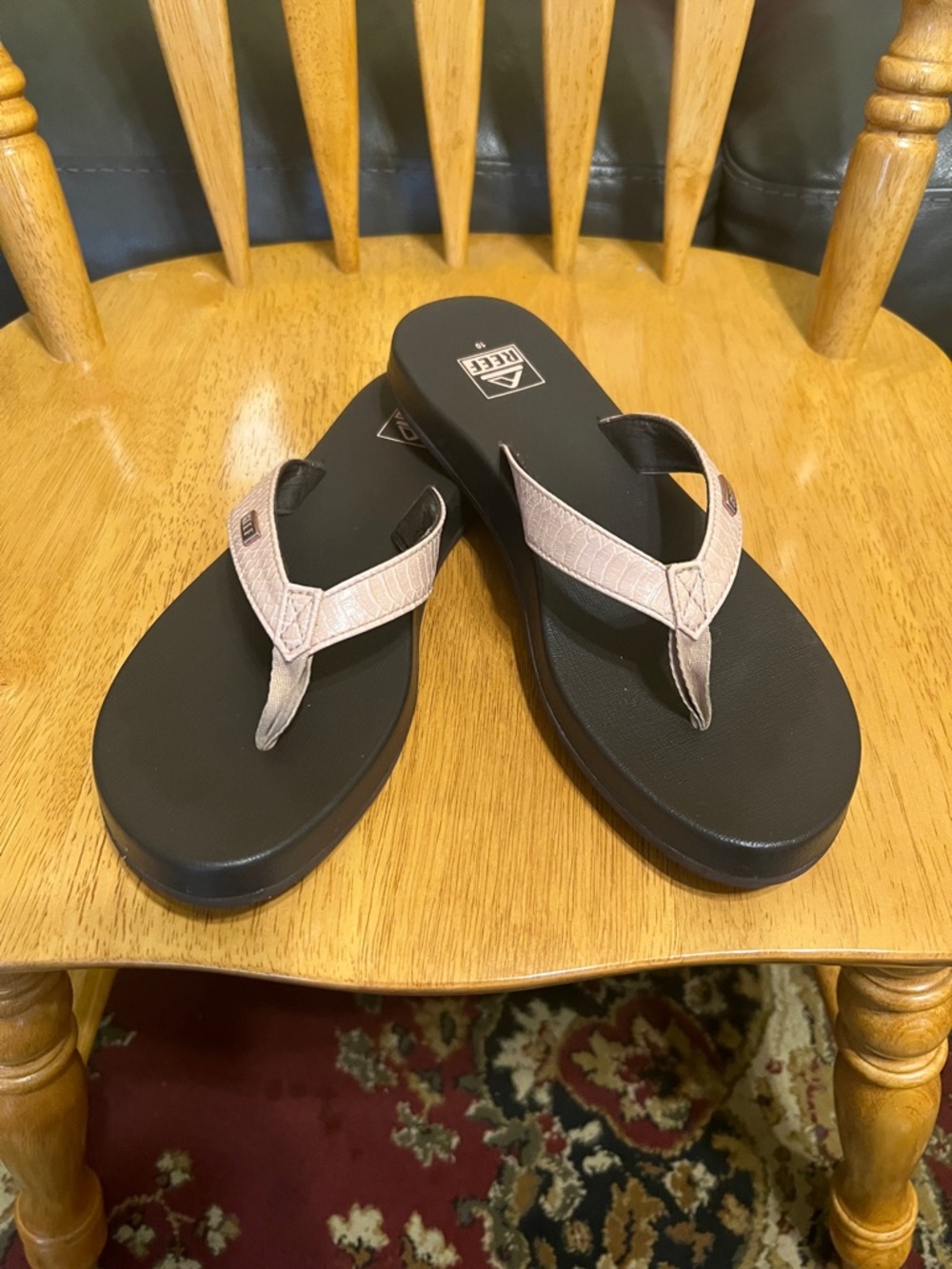 Reef Women's Black Sandal with Light Pink Straps
